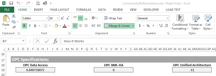 Animated Excel spreadsheet with live OPC data through Excel Connector