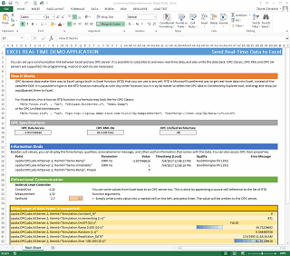 Demo Excel spreadsheet with live data using various OPC specifications