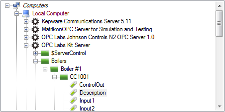 Control screenshot - OPC browsing with tree view only